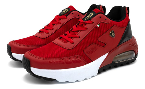 Tenis Lamborghini Original Caballero Mod 8076 Rojo-oro
