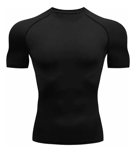 Camisetas negras de compresión para hombre, de manga corta Camiseta  deportiva para correr, de secado rápido