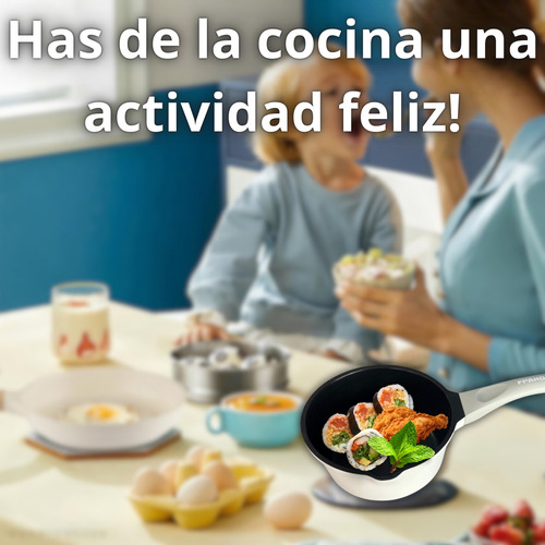 Sartén De Cerámica Profundo De1.8lt Inducción Mango Silicón Beige
