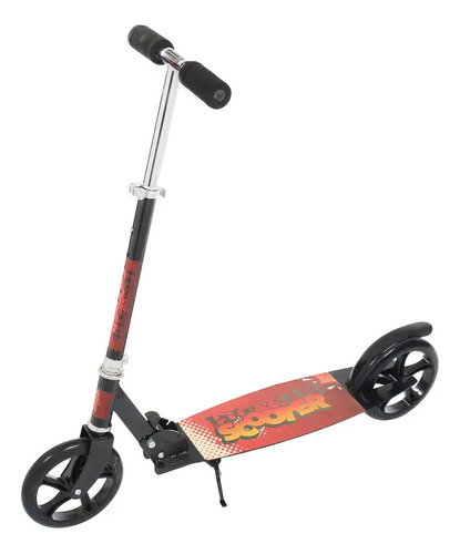 Scooter Patín Para Niños Aeiou 673 Monopatín Ajustable Color Negro Estampado