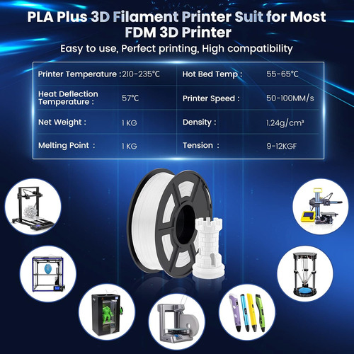 Filamento Pla Plus Sunlu Blanco ,de 1.75 Mm ,por 2 Kg