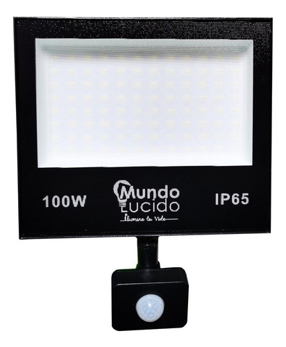 Reflector Led 100w Sensor De Movimiento 10mt A La Redonda Carcasa Negro Luz Luz Fria (blanca)