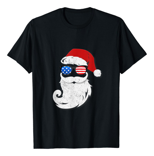 Camiseta Patri Tica De Pap  Noel Con La Bandera De Los Estad