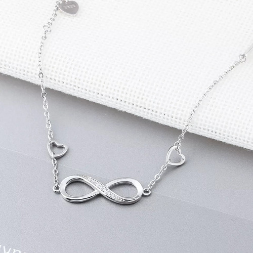 Imagen 5 de 7 de Pulsera Infinito Corazón Plata 925 Mujer Joyas Elegante