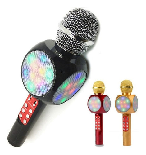 Imagen 2 de 10 de Microfono Karaoke Parlante Bluetooth Luces Led Audioritmicas