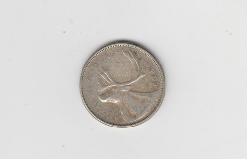 Moneda Canada 25 Cents Año 1961 Plta Bueno +