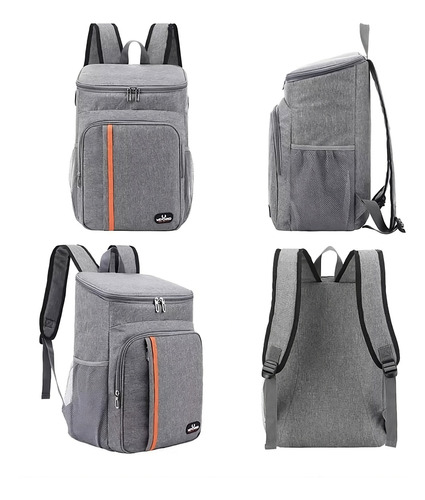 Mochila Térmica Cooler Praia Passeio Bag Marmita Cerveja 18l Cor Cinza