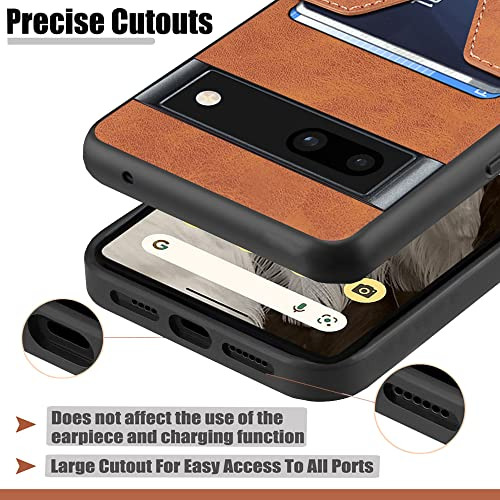 Funda Para Google Pixel 7a Cafe Delgada Pu Piel Sintetica