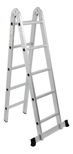 Escalera De Aluminio Plegable Multifuncion 10 Escalones 2x5 Color Plateado