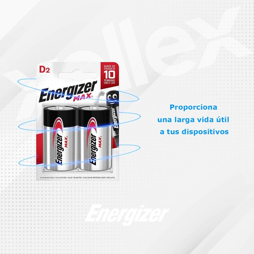 Pila D E95 Energizer MAX D Grande Alcalina - Blister 2 Unidades