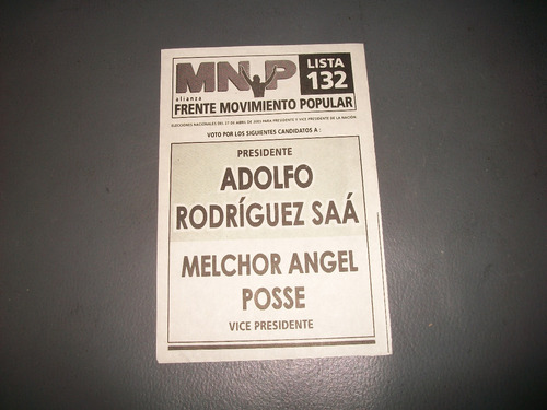 Alianza Frente Mov. Popular . Boleta Electoral 27/4/2003 .