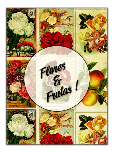 Flores & Frutas! Lámina Decoupage Autoadhesiva 30 X 42 Cm