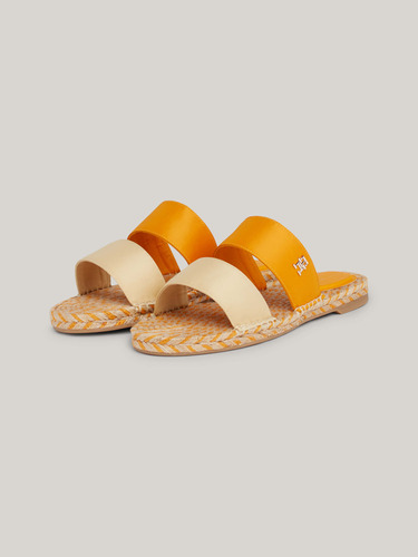 Sandalias Con Tiras De Satén Mujer Amarillo Tommy Hilfiger