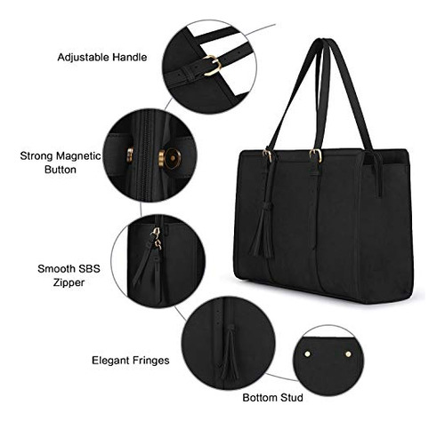 Bolso Grande Para Computadora Portatil Asa Larga Color Negro
