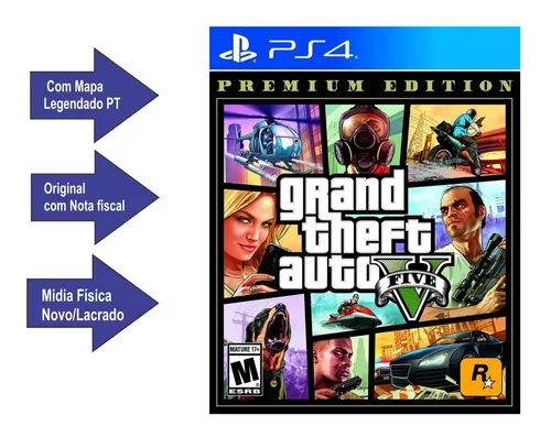 Gta 5 Grand Theft Auto Ps4 Premium Edition Mídia Física Mapa em Promoção na  Americanas