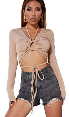 Blusas cortas amarradas sales