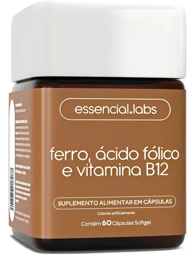 Ferro com Ácido Fólico e Vitamina B12 - 60 Cápsulas Softgel