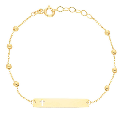 Pulsera Esclava Oro 10k 14cm Bebe Niño Bautizo Religiosa