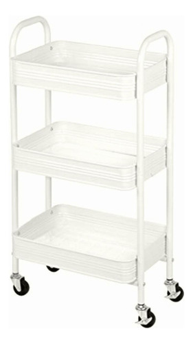 East Bank Designs Carrito De 3 Niveles, Blanco, 1