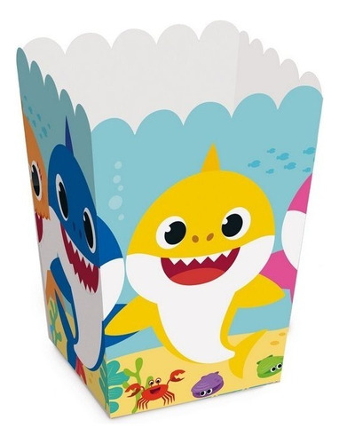 Caixa Pipoca Festa Baby Shark - 10 Unidades - Cromus - Rizzo