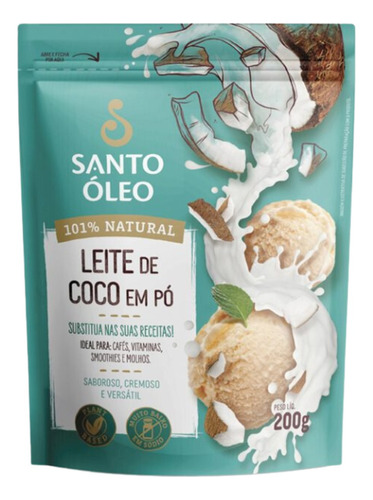 Leite De Coco Em Pó Zero Lactose S/ Químicos 200g Santo Óleo