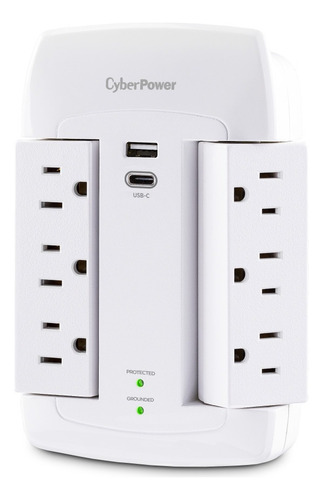 Supresor De Picos Cyberpower,6 Contactos,puerto Usb De Carga Blanco
