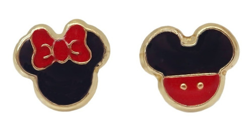 Amor Eterno - Broqueles Disney Mickey Minnie Aretes Oro 10k