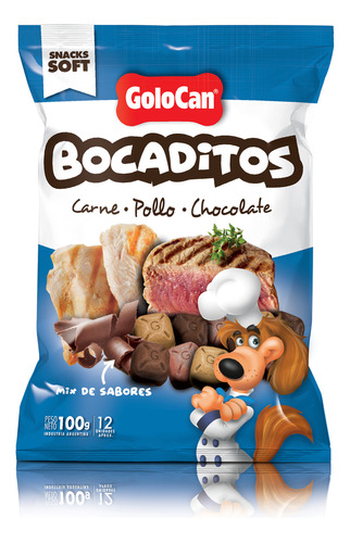 Bocaditos Carne Pollo Y Chocolate Golocan X 100 Gr