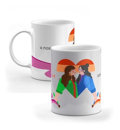 Caneca Orgulho Lgbtqia+ Bandeira Lésbica - Estampa Exclusiva