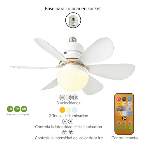 Cityluz Ventilador Con Control Remoto 5 Aspas 52 Cm Blanco 52 Cm Blanco Blanco Plástico 5