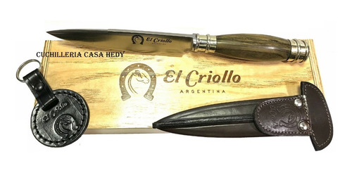Imagen 5 de 5 de Cuchillo El Criollo Hoja 17cm Inox. 440 Cabo Hueso Con Vaina