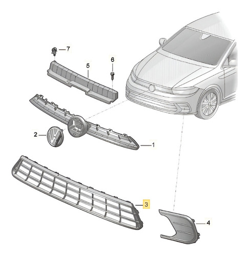 Grade Inferior Para-choque Volkswagen Polo 2023 A 2024