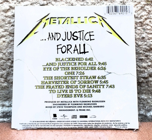 Imagen 2 de 2 de Metallica (and Justice...) Digipack Remaster.