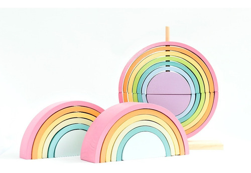 Arco Iris Doble Didáctico Apilable Colores Encastre Waldorf Color Arcoíris
