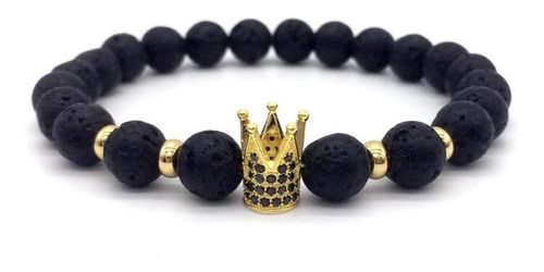 Pulsera Golden King Piedra Volcánica Hombre 