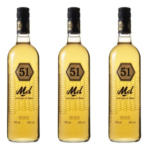 Cachaça 51 Mel E Limão 740ml - 3 Unidades Pronto P O Consumo