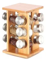 Comprar Especiero Condimentero De Madera Giratorio Bambu X12 Frascos