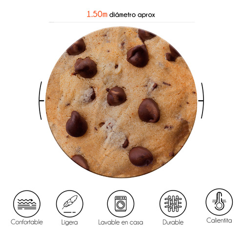 Cobertor Cobija Pizza Circular Ultrasuave Muchos Diseños Galleta