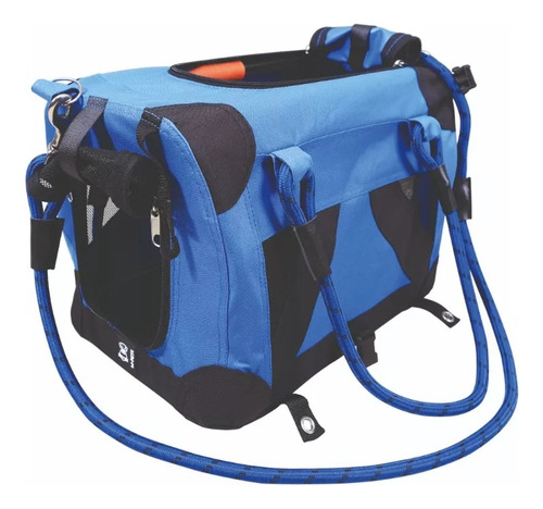 Bolso Transportador Perro Con Correa M-pets Remix Color Azul
