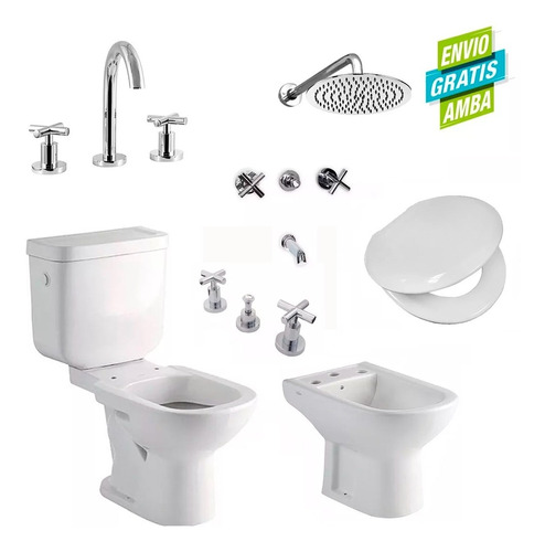 Combo Baño Bari Ferrum Tapa Griferia Climb Cruz Cs9098