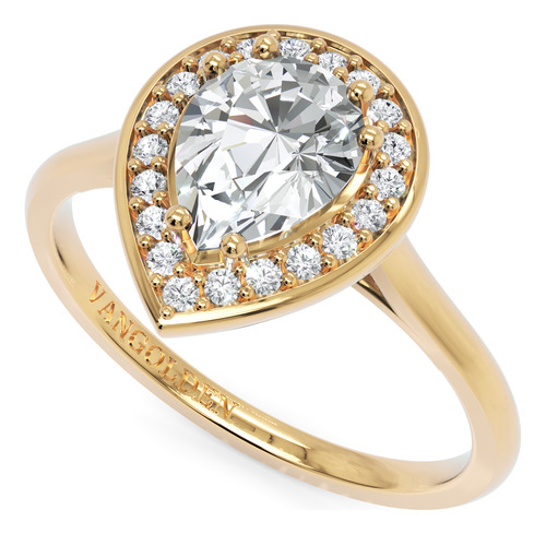 Anel De Noivado Em Ouro 18k 1 Ct Com Moissanite Pedra Gota