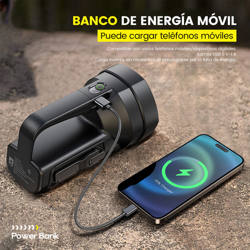 Philips Linterna Led Potente Recargable, Resistente Al Agua, 1500 Lm, 30 W, Luz Potente, Alcance Ultra Largo, Luz Blanca, Para Pesca Al Aire Libre, Batería De Larga Duración, Sfl-3241