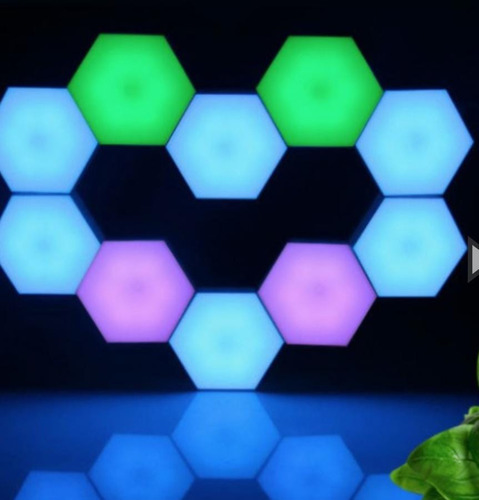 Lámpara Led Hexagonal Multicolor Control Remoto