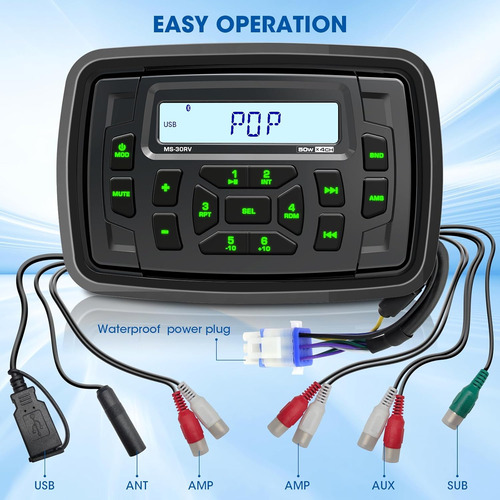 Receptor De Radio Marino Bluetooth Resistente Al Agua - 200