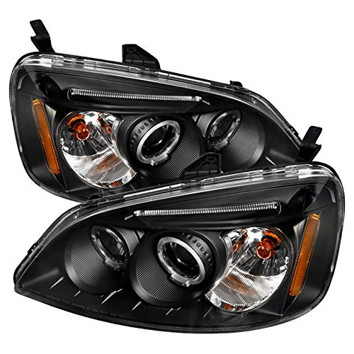 Carpartsinnovate Para Honda 01-03 Civic 2 4dr Negro Led Halo