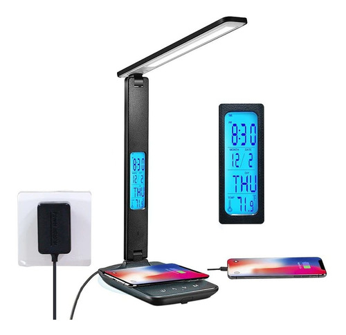 Lámpara De Escritorio Led Con Cargador Inalámbrico, 10 W, Co