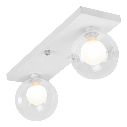 Lustre Luminária Retangular Duplo Branco Harmony Bolinha