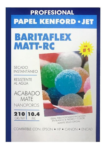 Papel Kenford Jet Barita Flex Matt-rc 4x6 100hojas Color Blanco