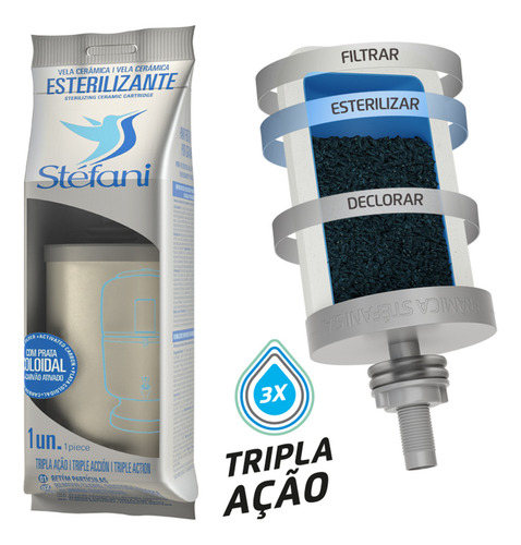 2 Vela Filtro Barro Esterilizante Tripla Ação Boia Dosadora