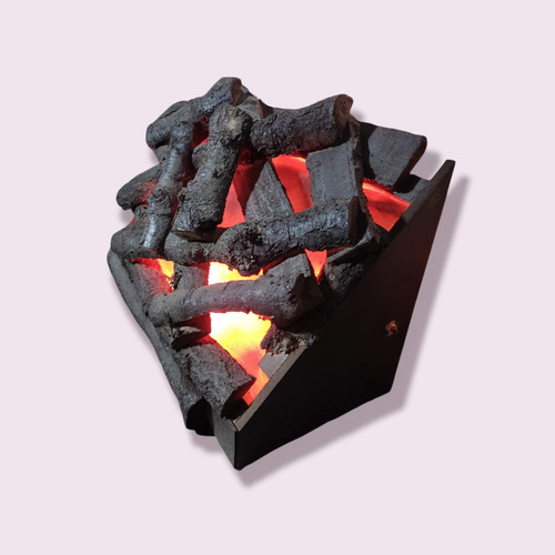 Juego Leña Artificial Calefactora Para Chimenea Navideña Naranja